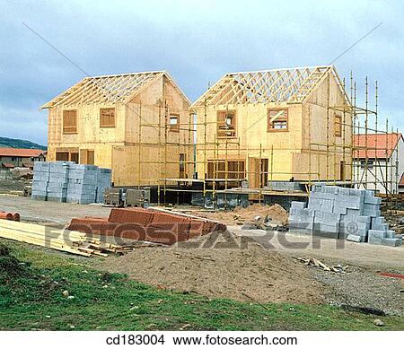 Houses under construction View Large Photo Image Picture - Houses under construction. Fotosearch