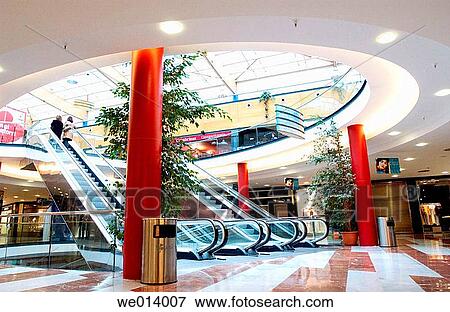 Stock Photo - Hypermarket, escalators. Fotosearch