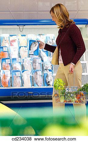 Hypermarket, frozen fish View Large Photo Image Stock Photo - Hypermarket, frozen fish. Fotosearch