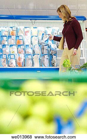 Hypermarket, frozen fish View Large Photo Image Stock Photo - Hypermarket, frozen fish. Fotosearch