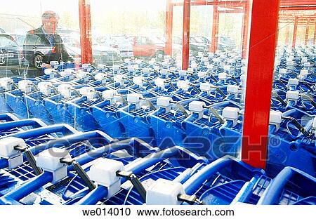 Stock Image - Hypermarket, shopping carts. Fotosearch