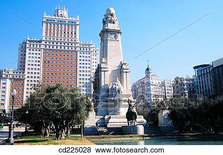 Monument to Cervantes in Plaza de Espa±a. Madrid. Spain View Large Photo Image Stock Photo - Monument to Cervantes in Plaza de Espa±a. Madrid. Spain. Fotosearch