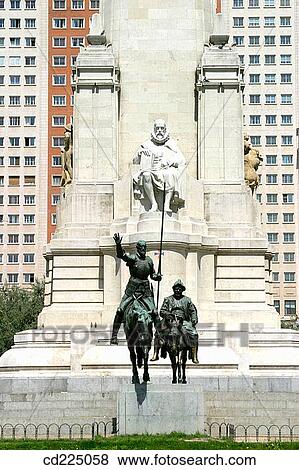 Monument to Cervantes in Plaza de Espa±a. Madrid. Spain View Large Photo Image Stock Photo - Monument to Cervantes in Plaza de Espa±a. Madrid. Spain. Fotosearch