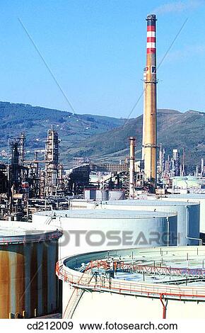Muskiz oil refinery. Biscay. Spain View Large Photo Image Stock Photo - Muskiz oil refinery. Biscay. Spain. Fotosearch