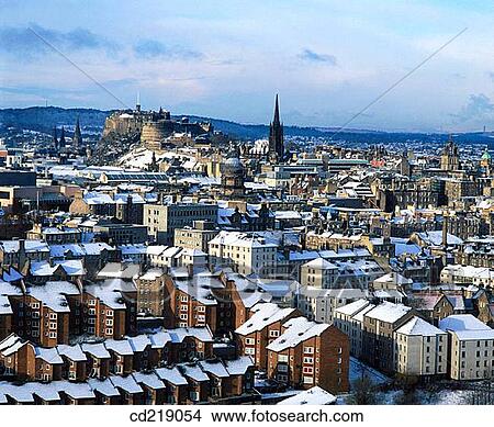 Old Town in winter from Salisbury Crags. Edinburgh. Scotland View Large Photo Image Picture - Old Town in winter from Salisbury Crags. Edinburgh. Scotland. Fotosearch