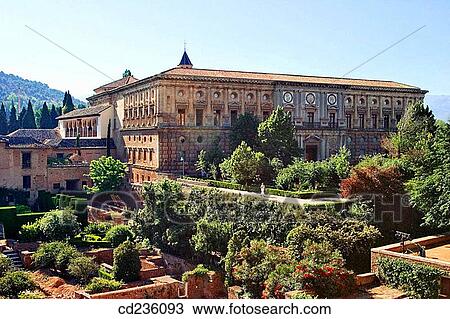 Palace of Carlos V. Granada. Andalusia, Spain View Large Photo Image Stock Image - Palace of Carlos V. Granada. Andalusia, Spain. Fotosearch
