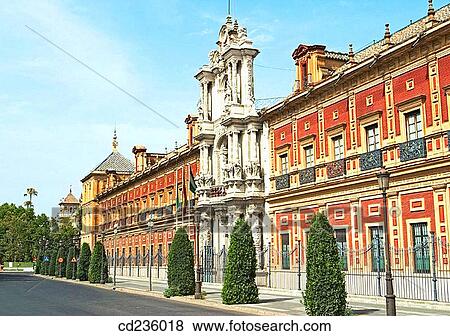 Palacio de San Telmo. Seville. Andalusia, Spain View Large Photo Image Stock Photo - Palacio de San Telmo. Seville. Andalusia, Spain. Fotosearch