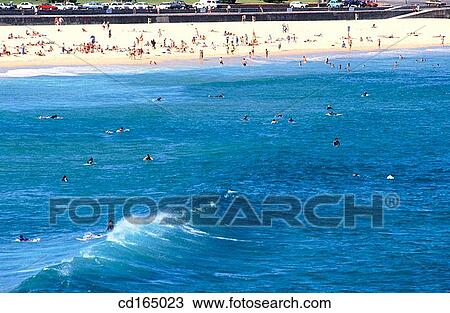 Stock Image - People on Bondi Beach. Sydney. Australia. Fotosearch