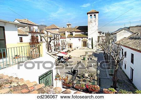 Plaza and church of San Miguel Bajo. Granada. Andalusia, Spain View Large Photo Image Stock Photo - Plaza and church of San Miguel Bajo. Granada. Andalusia, Spain. Fotosearch