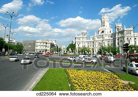 Plaza de la Cibeles and Palacio de Comunicaciones. Madrid. Spain View Large Photo Image Picture - Plaza de la Cibeles and Palacio de Comunicaciones. Madrid. Spain. Fotosearch
