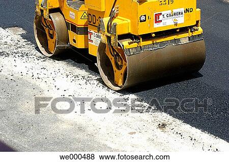 Road Construction. Compactor roller View Large Photo Image Stock Photo - Road Construction. Compactor roller. Fotosearch