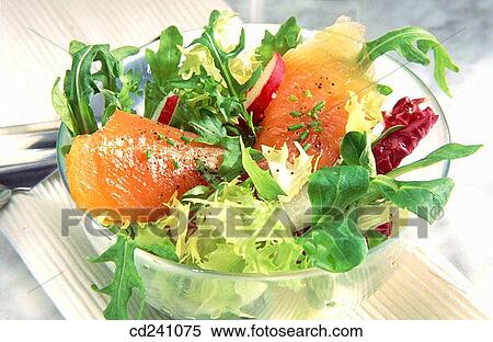 Salmon salad View Large Photo Image Stock Photography - Salmon salad. Fotosearch