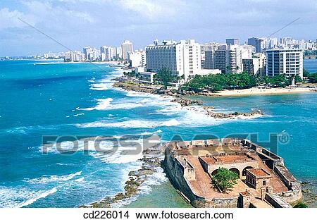 Picture - San Jeronimo Fort and Condado District. San Juan. Puerto Rico. West Indies. Caribbean. Fotosearch