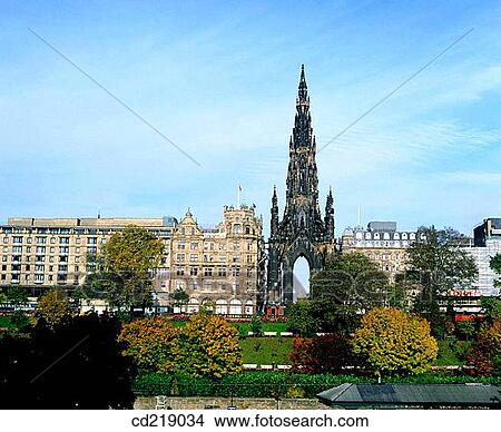 Scott Monument and Princes Street. Edinburgh. Scotland View Large Photo Image Picture - Scott Monument and Princes Street. Edinburgh. Scotland. Fotosearch