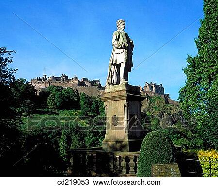 Statue of Allan Ramsay and Edinburgh Castle. Edinburgh. Scotland View Large Photo Image Stock Image - Statue of Allan Ramsay and Edinburgh Castle. Edinburgh. Scotland. Fotosearch