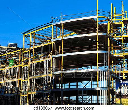 Steel framework, flats under construction View Large Photo Image Stock Photo - Steel framework, flats under construction. Fotosearch