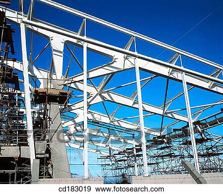 Steel framework, leisure centre under construction View Large Photo Image Stock Photo - Steel framework, leisure centre under construction. Fotosearch