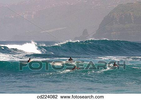 Surfers. Puerto de la Cruz. Tenerife. Canary Islands. Spain View Large Photo Image Stock Image - Surfers. Puerto de la Cruz. Tenerife. Canary Islands. Spain. Fotosearch