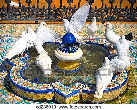 Tiled fountain and birds at Parque de Mar? a Luisa. Seville. Andalusia, Spain View Large Photo Image Stock Image - Tiled fountain and birds at Parque de Mar? a Luisa. Seville. Andalusia, Spain. Fotosearch