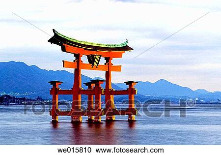 Torii (Temple Gate) in the sea. Miyajima island. Japan View Large Photo Image Stock Image - Torii (Temple Gate) in the sea. Miyajima island. Japan. Fotosearch