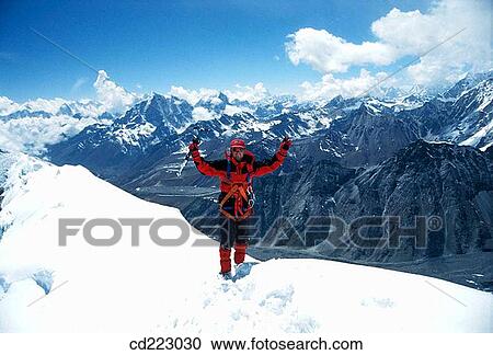 Stock Image - Trekking in Khumbu Valley to Mt. Everest Basis Camp and to Island Peak (6189 m. ). Fotosearch