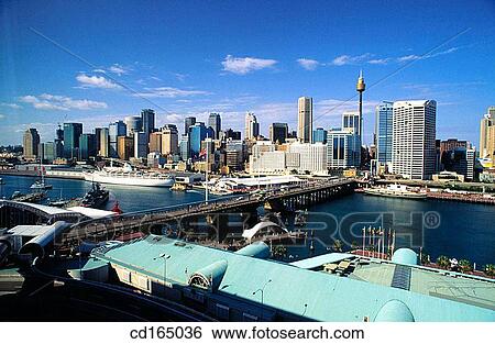 Stock Photograph - View to Centre Business District from Darling Harbour. Sydney. Australia. Fotosearch