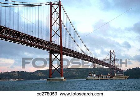 25th of April Bridge over Tejo River, Lisbon. Portugal View Large Photo Image Stock Photo - 25th of April Bridge over Tejo River, Lisbon. Portugal. Fotosearch