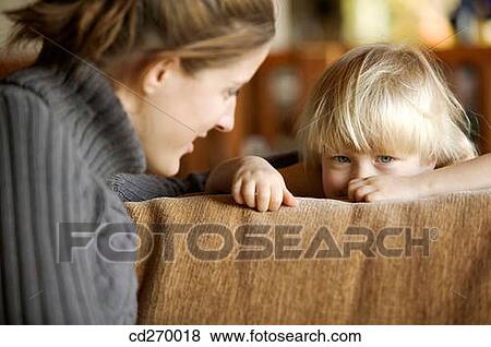 Stock Photo - affection, blond, baby, at-home, 3-4 years. Fotosearch