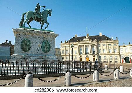 Amalienborg Palace and Square with equestrian statue of King Frederik V, Copenhagen, Denmark View Large Photo Image Stock Photography - Amalienborg Palace and Square with equestrian statue of King Frederik V, Copenhagen, Denmark. Fotosearch