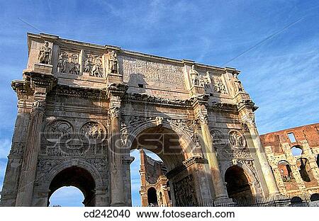 Arch of Constantine with Colosseum in background. Rome. Italy View Large Photo Image Stock Image - Arch of Constantine with Colosseum in background. Rome. Italy. Fotosearch