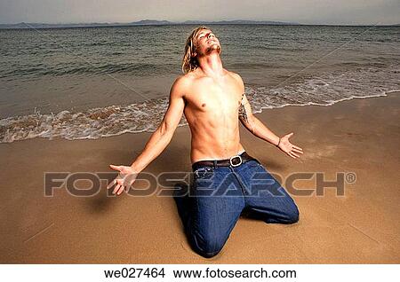 Arms open, beach, 20's View Large Photo Image Picture - Arms open, beach, 20's. Fotosearch