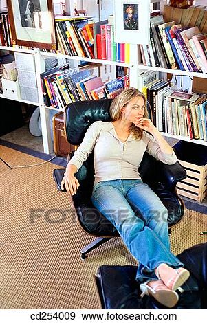 at-home, break, bookcase, blond, armchair View Large Photo Image Stock Photo - at-home, break, bookcase, blond, armchair. Fotosearch