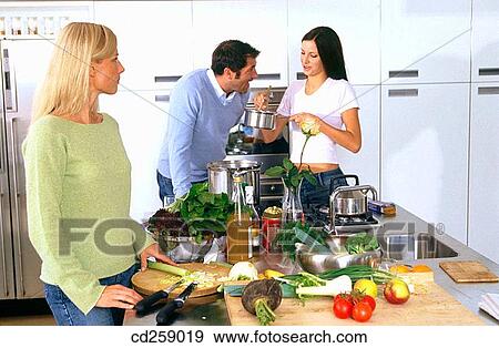 Stock Photo - at-home, chatting up, 30's. Fotosearch
