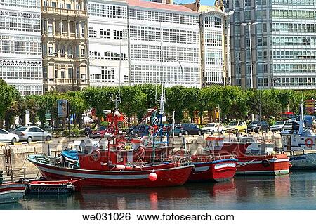 Avenida de Montoto, Dßrsena de La Marina. La Coru±a, Galicia, Spain View Large Photo Image Stock Photograph - Avenida de Montoto, Dßrsena de La Marina. La Coru±a, Galicia, Spain. Fotosearch