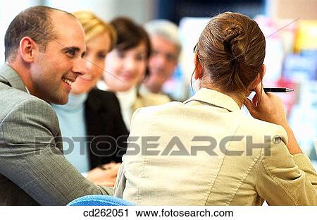 Stock Image - back view, business, businessman, businesspeople, businesswoman. Fotosearch