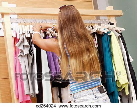 Picture - back view, Clothing store, commerce, contemporary. Fotosearch