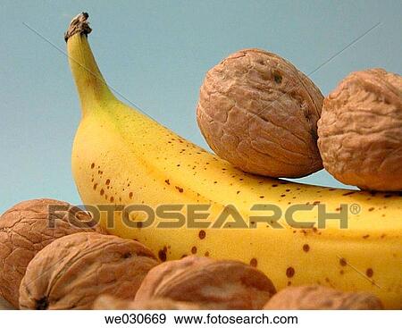 Banana and walnuts View Large Photo Image Stock Photo - Banana and walnuts. Fotosearch