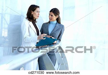 Stock Image - bannister, business, businesspeople, businesswoman. Fotosearch