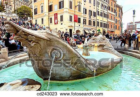 Barcaccia fountain in Piazza di Spagna. Rome. Italy View Large Photo Image Stock Image - Barcaccia fountain in Piazza di Spagna. Rome. Italy. Fotosearch