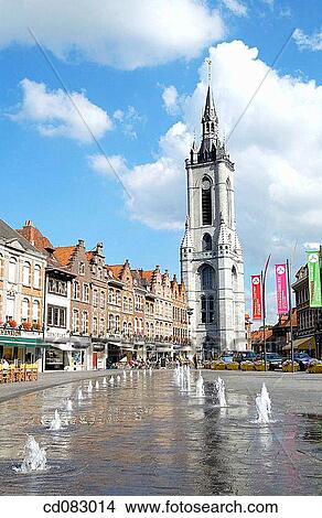 Beffroi (? belfry? ) tower in the Grand Place. Tournai. Hainaut, Belgium View Large Photo Image Picture - Beffroi (? belfry? ) tower in the Grand Place. Tournai. Hainaut, Belgium. Fotosearch