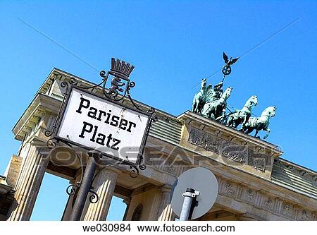 Berlin street sign in front of Brandenburg Gate. Berlin. Germany View Large Photo Image Picture - Berlin street sign in front of Brandenburg Gate. Berlin. Germany. Fotosearch