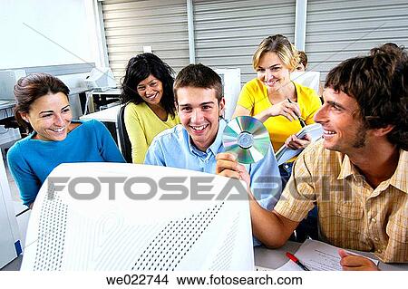 Picture - boy, CD-ROM, CD, adolescence. Fotosearch