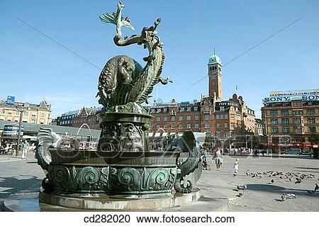 Bull and dragon fountain in Radhuspladsen, Copenhagen, Denmark View Large Photo Image Stock Image - Bull and dragon fountain in Radhuspladsen, Copenhagen, Denmark. Fotosearch