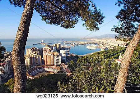 Bullring and port, Mßlaga. Costa del Sol, Andalusia, Spain View Large Photo Image Stock Photography - Bullring and port, Mßlaga. Costa del Sol, Andalusia, Spain. Fotosearch