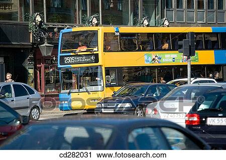Bus in busy street, Copenhagen, Denmark View Large Photo Image Stock Image - Bus in busy street, Copenhagen, Denmark. Fotosearch