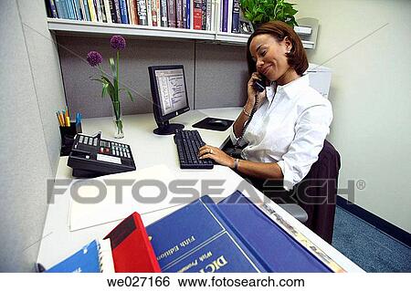 Stock Photograph - business, businesspeople, businesswoman, calling, communication. Fotosearch