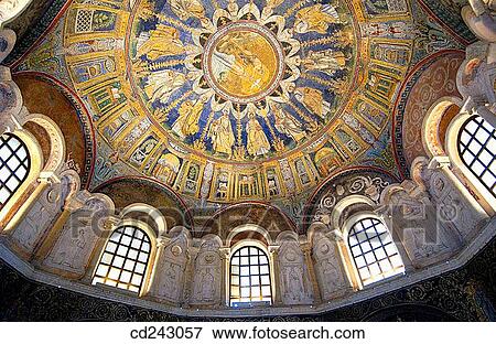 Byzantine mosaics on dome of Neonian Baptistry. Ravenna. Emilia-Romagna, Italy View Large Photo Image Stock Photo - Byzantine mosaics on dome of Neonian Baptistry. Ravenna. Emilia-Romagna, Italy. Fotosearch