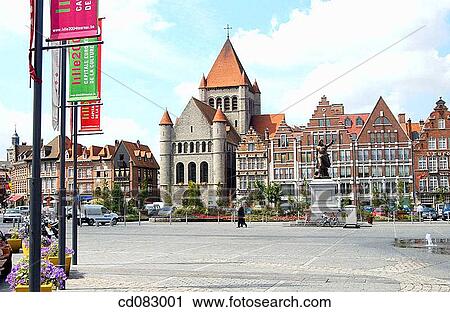 Church of St. Quentin in the Grand-Place. Tournai. Hainaut, Belgium View Large Photo Image Stock Image - Church of St. Quentin in the Grand-Place. Tournai. Hainaut, Belgium. Fotosearch
