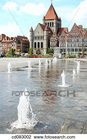 Church of St. Quentin in the Grand-Place. Tournai. Hainaut, Belgium View Large Photo Image Stock Image - Church of St. Quentin in the Grand-Place. Tournai. Hainaut, Belgium. Fotosearch