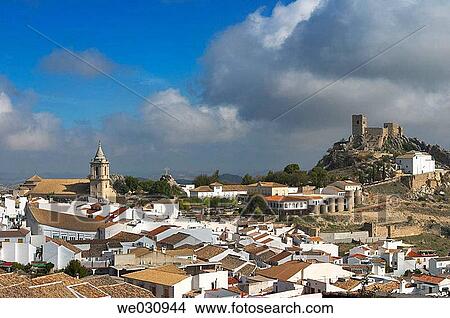 Church of the Assumption (built 16th century) and castle (10th century), Luque. C? rdoba province, Andalusia. Spain View Large Photo Image Picture - Church of the Assumption (built 16th century) and castle (10th century), Luque. C? rdoba province, Andalusia. Spain. Fotosearch